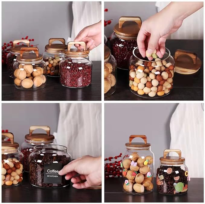 SAIOOL Glass Jars with Airtight Lid, Kitchen Canisters, Borosilicate Storage - Image 3