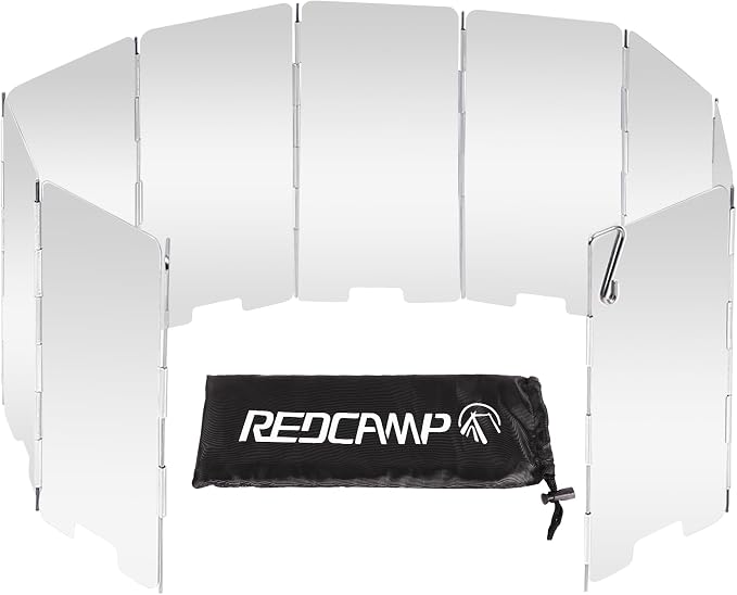 REDCAMP Folding Outdoor Stove Windscreen, 9 Plates Aluminum Camping Stove by REDCAMP