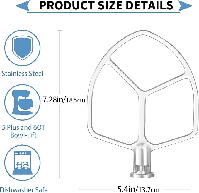 Stainless Steel Flat Beater Attachment Compatible - Image 3