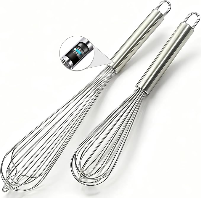 18/10 Stainless Steel Large Whisk Set of 2, 15.5 inch Heavy Duty Long Whisk and - Image 7