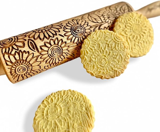SUNFLOWER FIELD Embossed Rolling Pin by ALGISCRAFTS