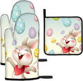 LOKMU Oven Mitts and Pot Holders Set of 3, Smiley Bunny by LOKMU