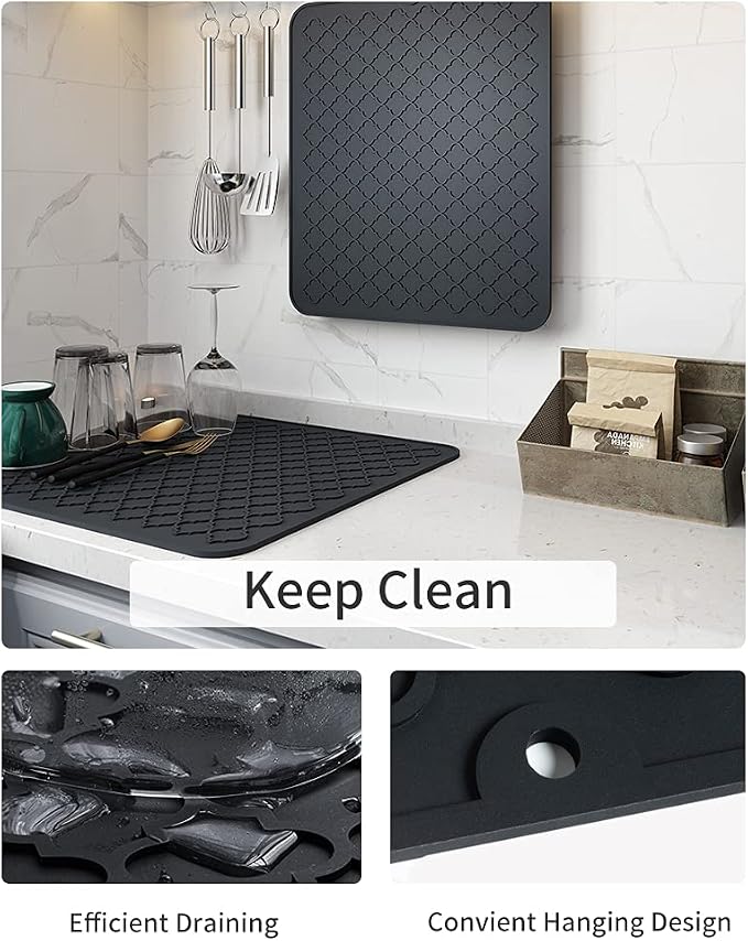 AMOAMI-Dish Drying Mats for Kitchen Counter-Silicone Dish Drying Mat-Kitchen - Image 2