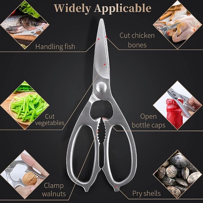 Newness Multi-Purpose Kitchen Scissors, Premium Stainless Steel Solid Kitchen - Image 6
