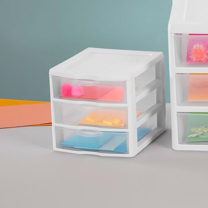 Sterilite Clearview Plastic Multipurpose Small 3 Drawer Desktop Storage - Image 8