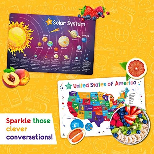 Simply Magic 5 Educational Placemats for Kids - Kids Placemats Non