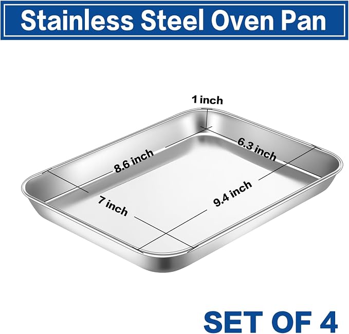 P&P CHEF 9 Inch Baking Cookie Sheet, Oven Pan Tray Stainless Steel Sheet Pan - Image 2