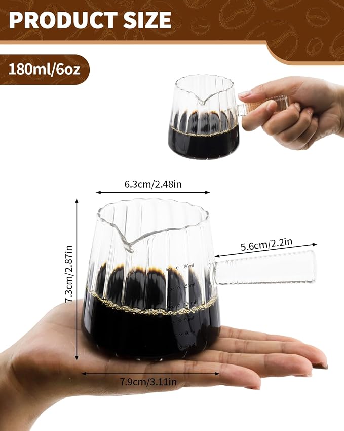 2 Pack Espresso Measuring Cup, 6oz Borosilicate Glass Espresso Cups - Image 2