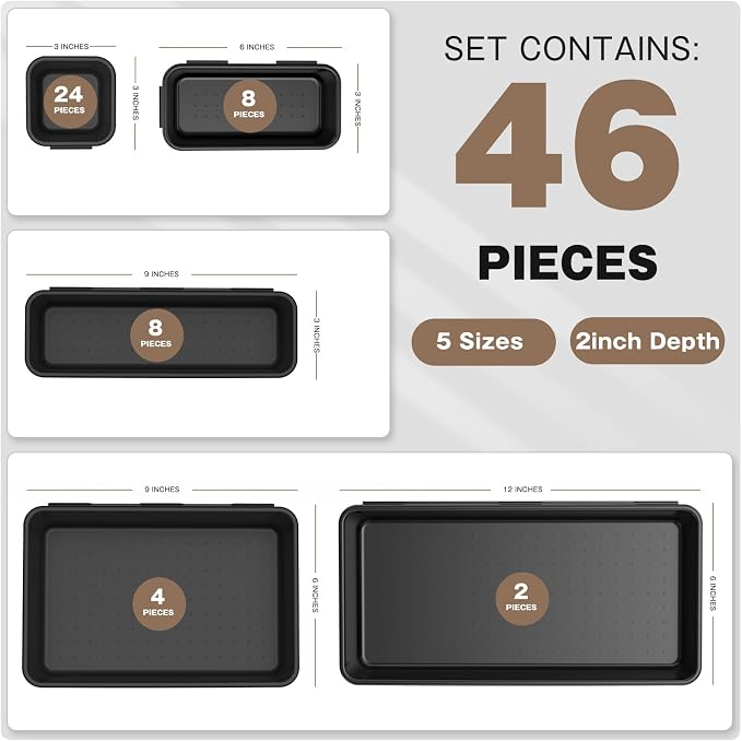 A-LuGei【 & 5 Size Tool Box Organizer Tray Divider Set, 【Black】 - Image 7