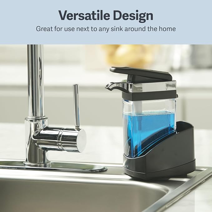 Casabella Sink Sider Solo Kitchen Soap Pump and Sponge Caddy, One-Hand Soap - Image 6