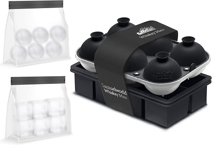 Samuelworld Premium Ice Tray Combo, New Upgraded Large Ice Sphere Maker Ice by Samuelworld
