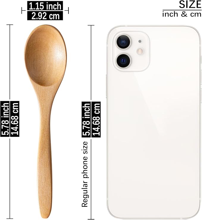 7 PCS Small Wooden Spoons, 5.8 Inch Honey Spoons - Image 3