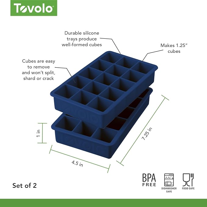 Tovolo Silicone Ice Cube Tray Deep Indigo Pack of 2 BPA Free Ice Tray Mold - Image 6