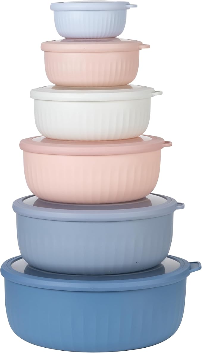 COOK WITH COLOR Prep Bowls with Lids- Wide and Deep Nesting Plastic Small by CookwithColor