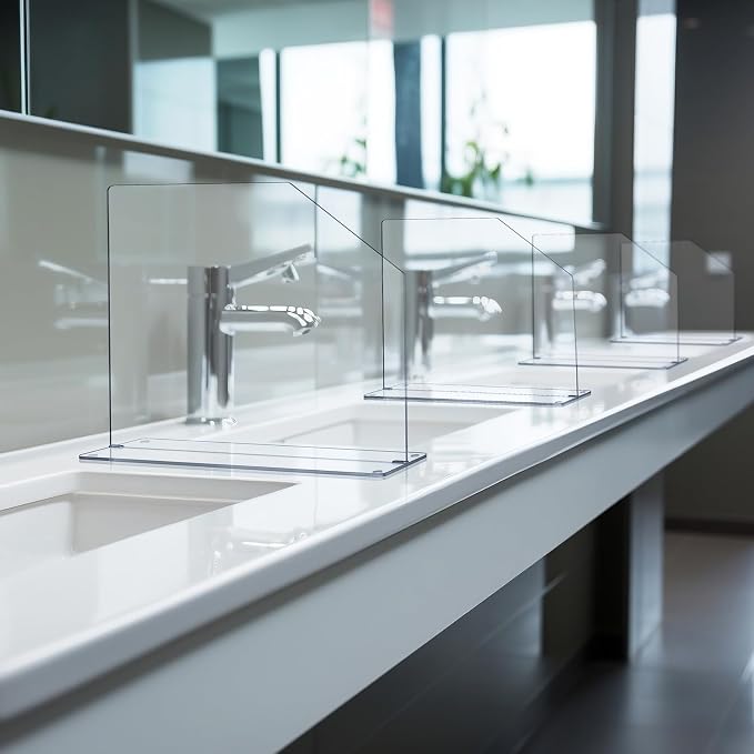 Vesici 2 Pcs Clear Acrylic Sink Splash Guard Freestanding Panel Barrier - Image 6