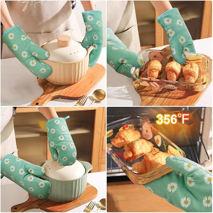 AUAUY Oven Mitts and Potholders, BBQ Gloves Heat Resistant, 1 Pair Oven Mitts - Image 5