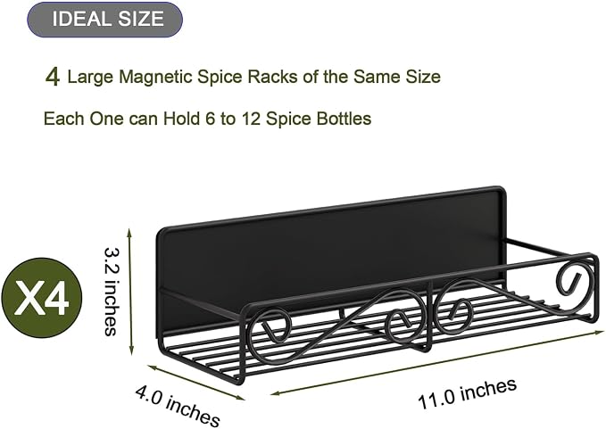 4 Pack Magnetic Spice Rack for Refrigerator - Image 3