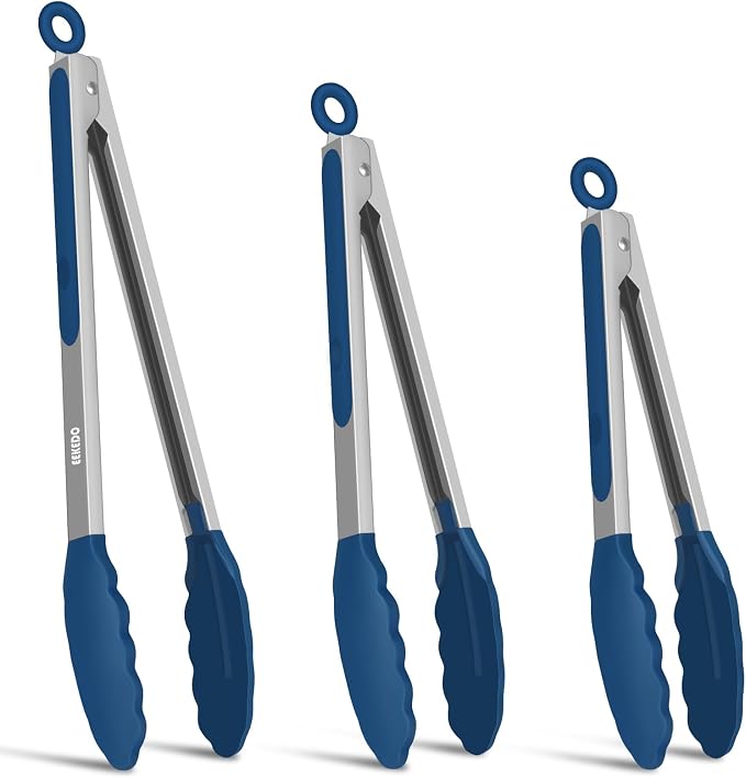 Kitchen Tongs, Stainless Steel Cooking Tongs by EEKEDO