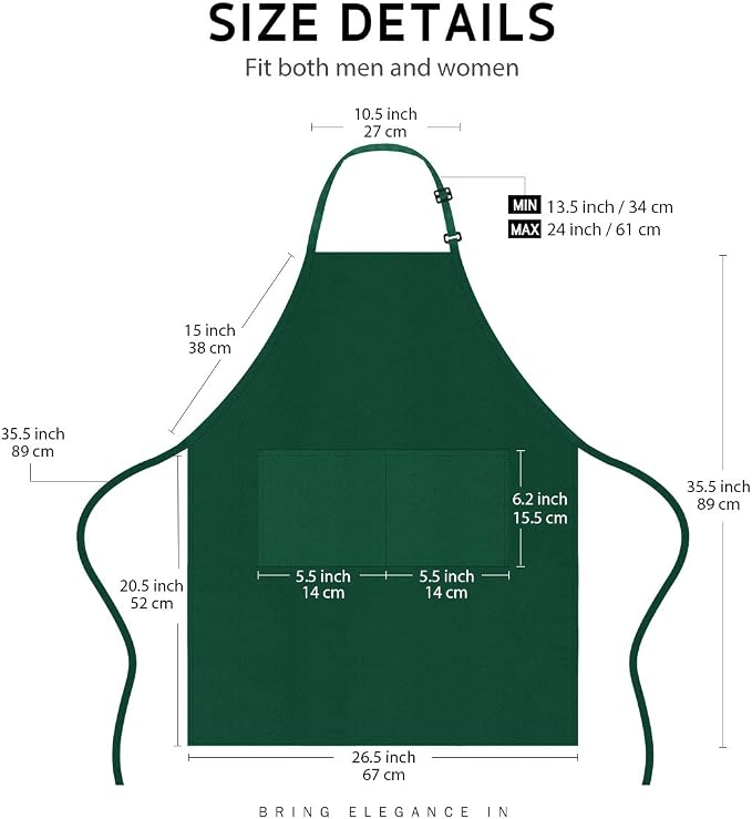 Syntus 12 Pack Bib Apron, Unisex Aprons Adjustable Waterdrop Resistant - Image 2