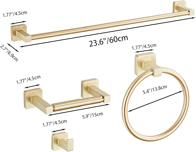 Brusehd Light Gold Bathroom Hardware Set 4 Pieces, Bathroom Accessories Set - Image 7
