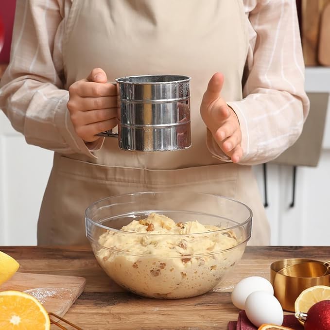 Silver Flour Sifter Baking Tool Set, DLAND Stainless Steel 4-Piece Kit - Image 4