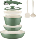 Ceramic Cookware Set Non Stick 8Pcs Pots and Pans Set Detachable Handle by COICUR