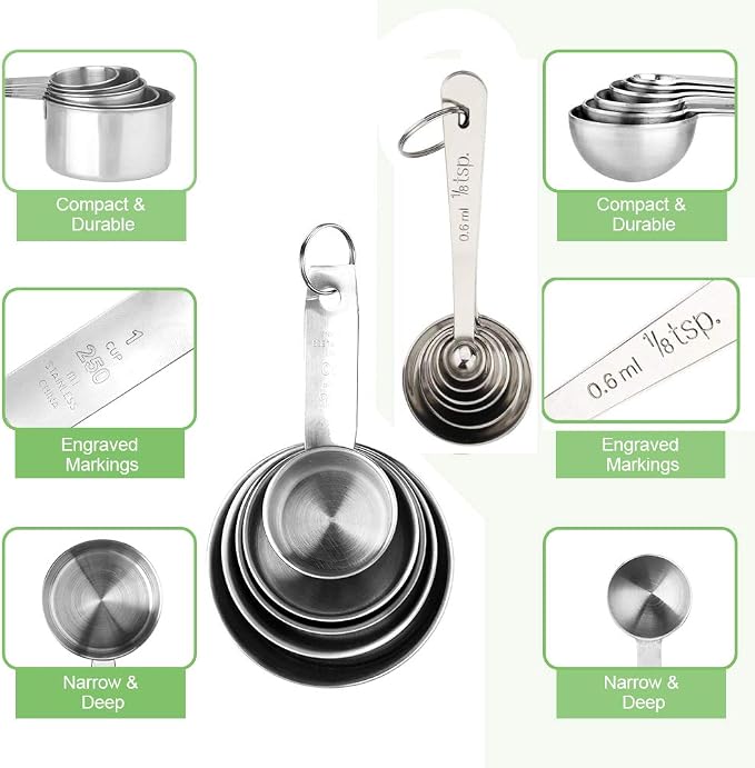 Accmor 11 Piece Stainless Steel Measuring Spoons Cups Set, Premium Stackable - Image 2