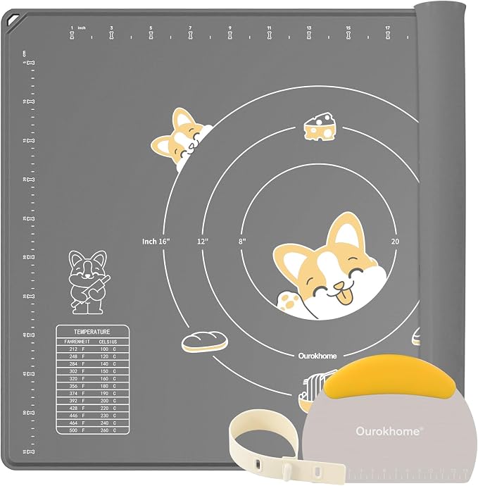 Ourokhome Silicone Baking Mat Sheet and Pastry Dough Cutter, 0.5 Inch Thick 32" by Ourokhome