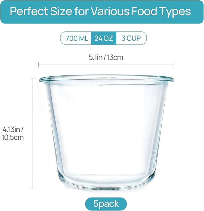 Vtopmart 5Pack 24oz Glass Storage Containers - Image 2