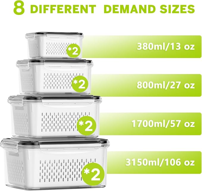 HOMETALL 8 Pack Fruit Storage Containers - Image 3