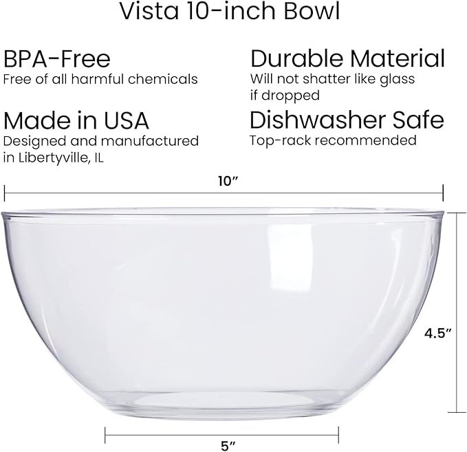 US Acrylic Vista Clear Plastic Salad and Serving 10-inch Bowls | set of 3 | - Image 5