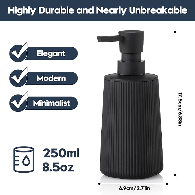 Small Soap Dispenser for Bathroom and Kitchen, Modern Farmhouse Striped Style - Image 6