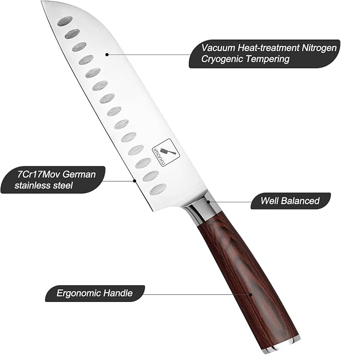 imarku Santoku Knife 7 inch Kitchen Knife Ultra Sharp Asian Knife Japanese Chef - Image 2