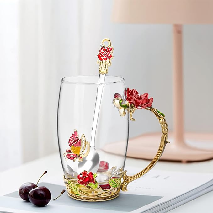 OEAGO Gifts for Women Mom Mothers Tea Cup Best Birthday Butterfly Rose Gifts - Image 4