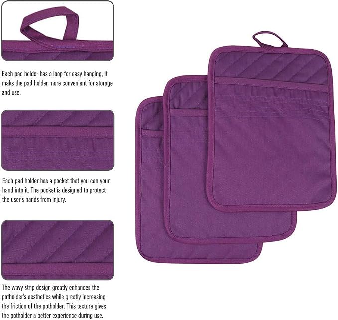 Anyi Pot Holders for Kitchen Heat Resistant, Cotton Hot Pads for Counter Table - Image 2