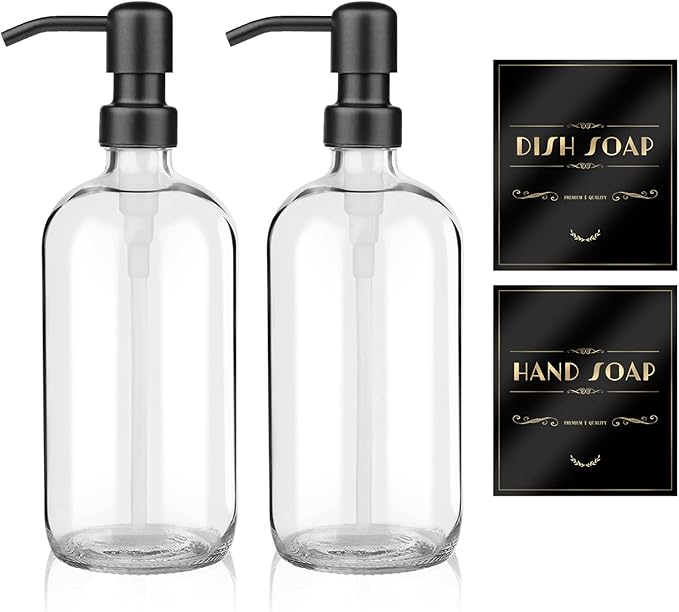ARKTEK 2 Pack Refillable Glass Soap Dispenser by ARKTEK