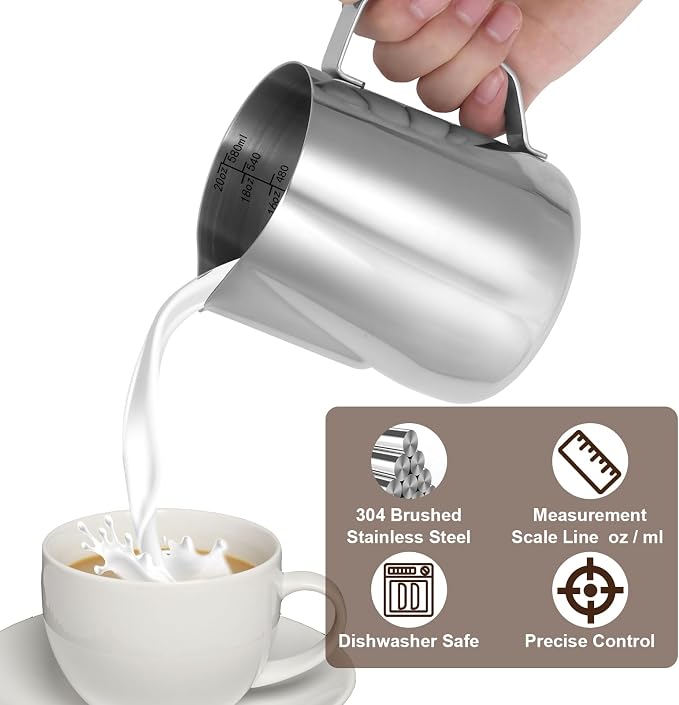 Milk Frothing Pitcher, Milk Steaming Frother Cup, Barista Cappuccino Latte Art - Image 5