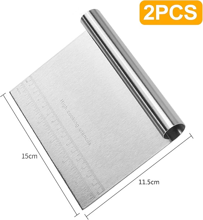 CoguZed 2 Pack Stainless Steel Pastry and Dough Cutter/Scraper/Knife Set - Image 2