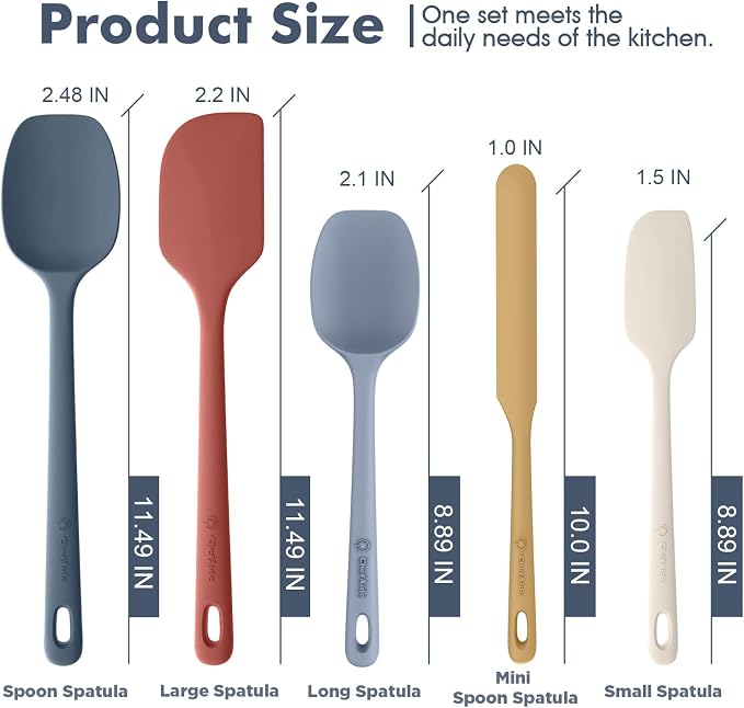 ChefAide 5 Pieces Silicone Spatula Set, Food Grade Rubber Spatula, Upgrade - Image 2
