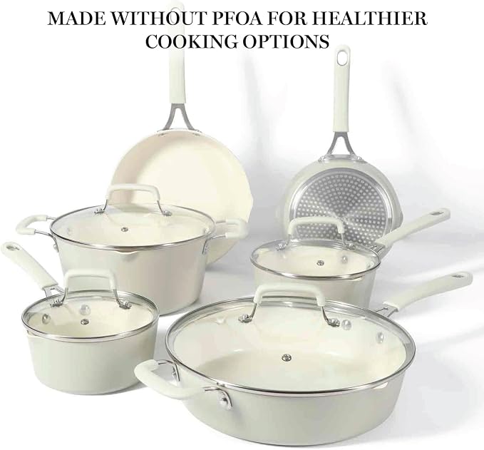 Martha Stewart Heathland Premium Nonstick PFA Free Ceramic Interior 10-Piece - Image 4