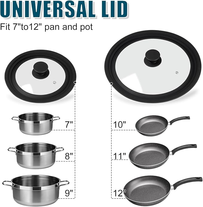 Universal Lid for Pots Pans and Skillets, 2 Pack Pan Cover fit 7", Silicone - Image 2