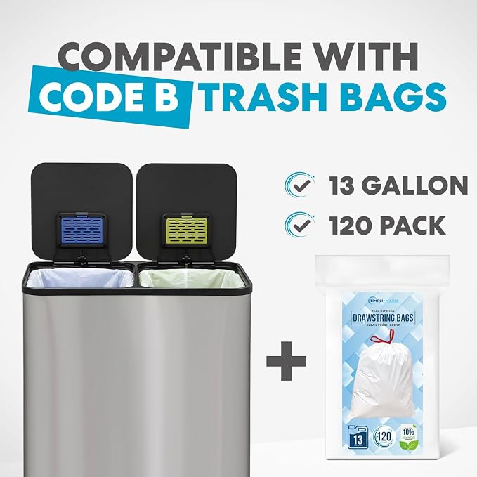 SIMPLI-Magic 21 Gallon Dual Compartment Kitchen Trash Can - Image 2