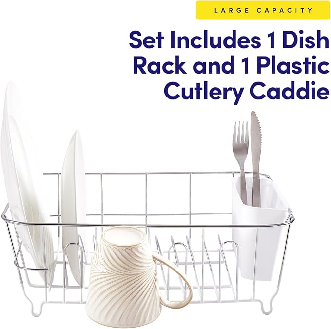 Sweet Home Collection Metal 2 Piece Dish Drying Rack Set Drainer - Image 3