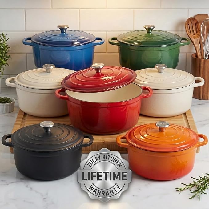 Zulay Kitchen 6.4QT Enameled Cast Iron Dutch Oven Pot - Image 9