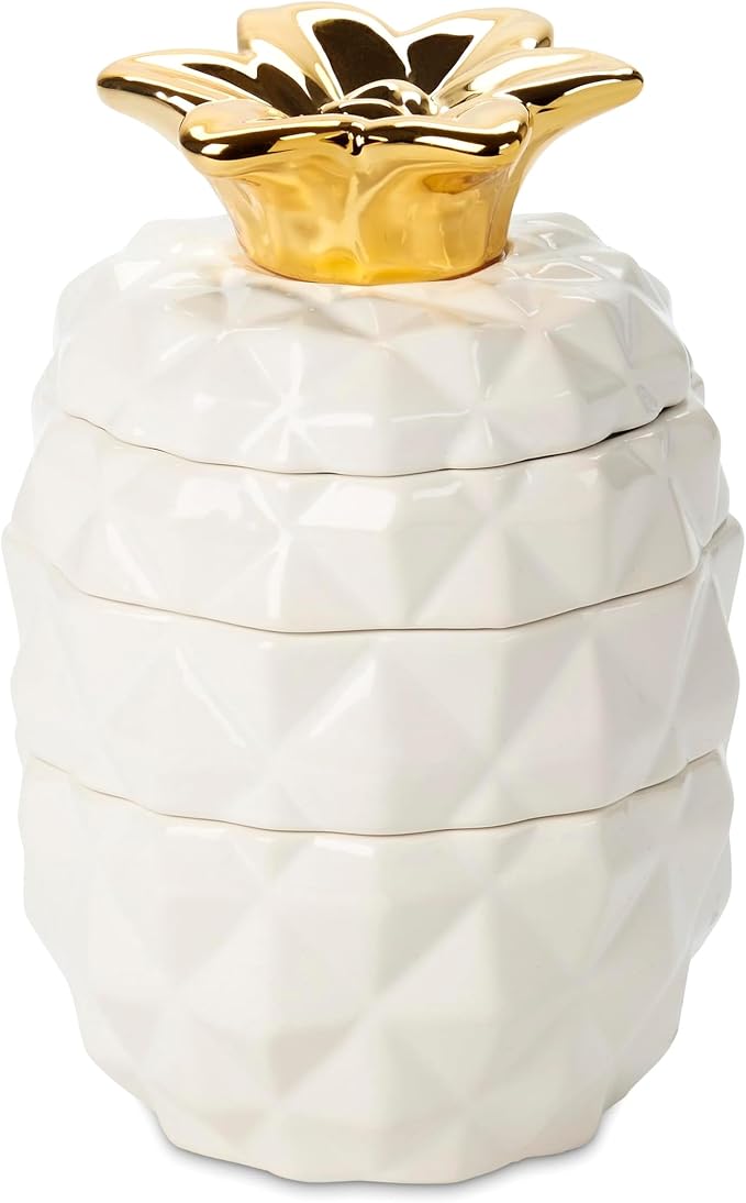 Set of 4 Decorative Pineapple Shaped Stackable Ceramic Kitchen Measuring Cups - Image 8