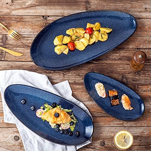 vicrays Large Oval Serving Platters, 16"/14"/10" Porcelain Serving
