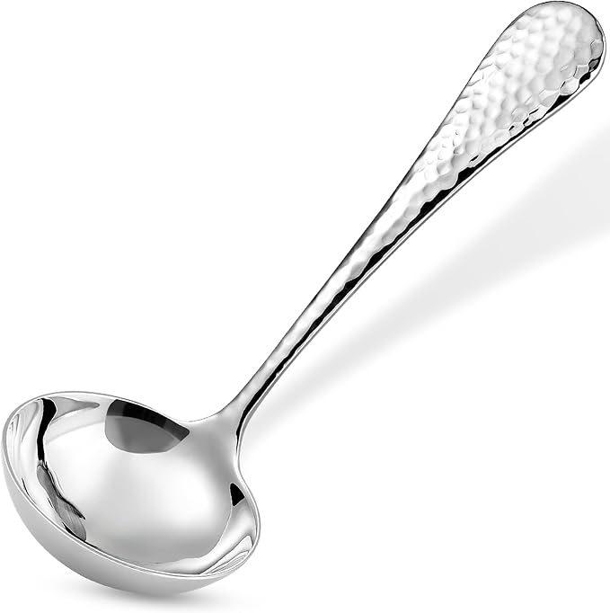 KEAWELL Premium 7.3" Hammered Gravy Ladle – 18/10 Stainless Steel – Exquisite by KEAWELL
