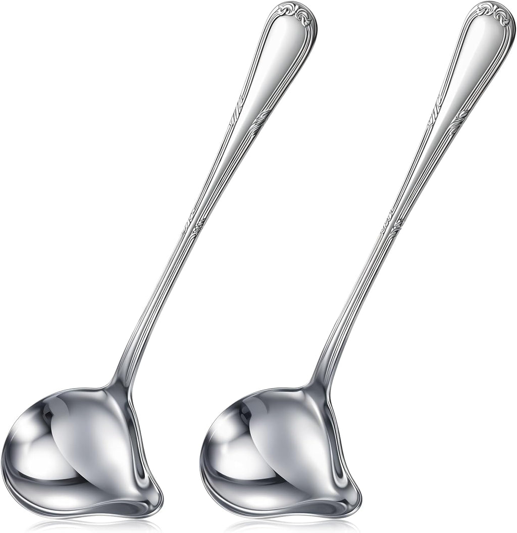 2 Pcs Small Ladle with Pour Spout, Stainless Steel Gravy Ladle