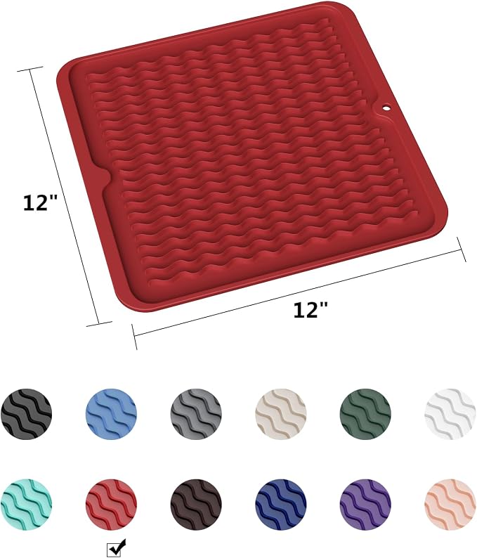 ZLR Silicone Dish Drying Mat 12" x 12" Square - Image 6