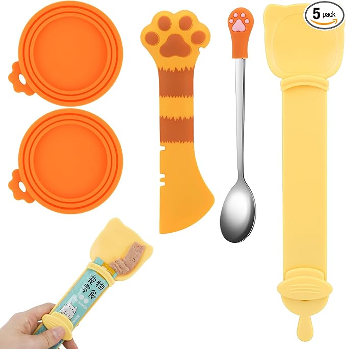 5 PCS Cat Food Can Covers Lids Set, Silicone Pet Food Can Lids by Unknown